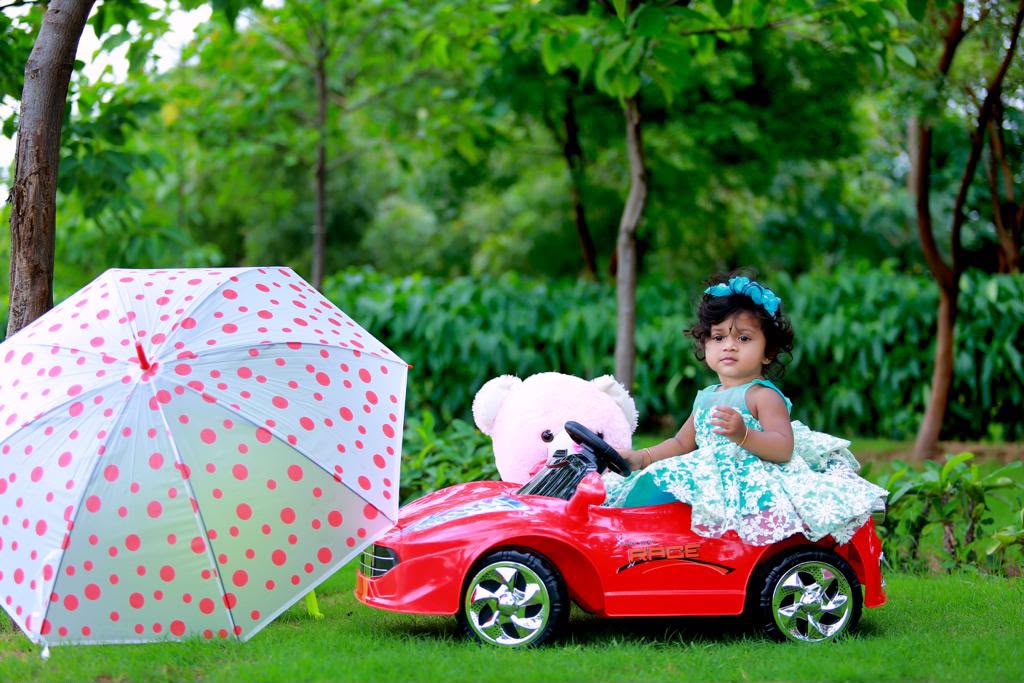 Aqua and white lace party dress for a young child